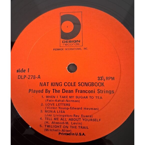 The Dean Franconi Strings Play Nat King Cole Songbook Vinyl Record DLP-278 VG+ - Picture 4 of 8